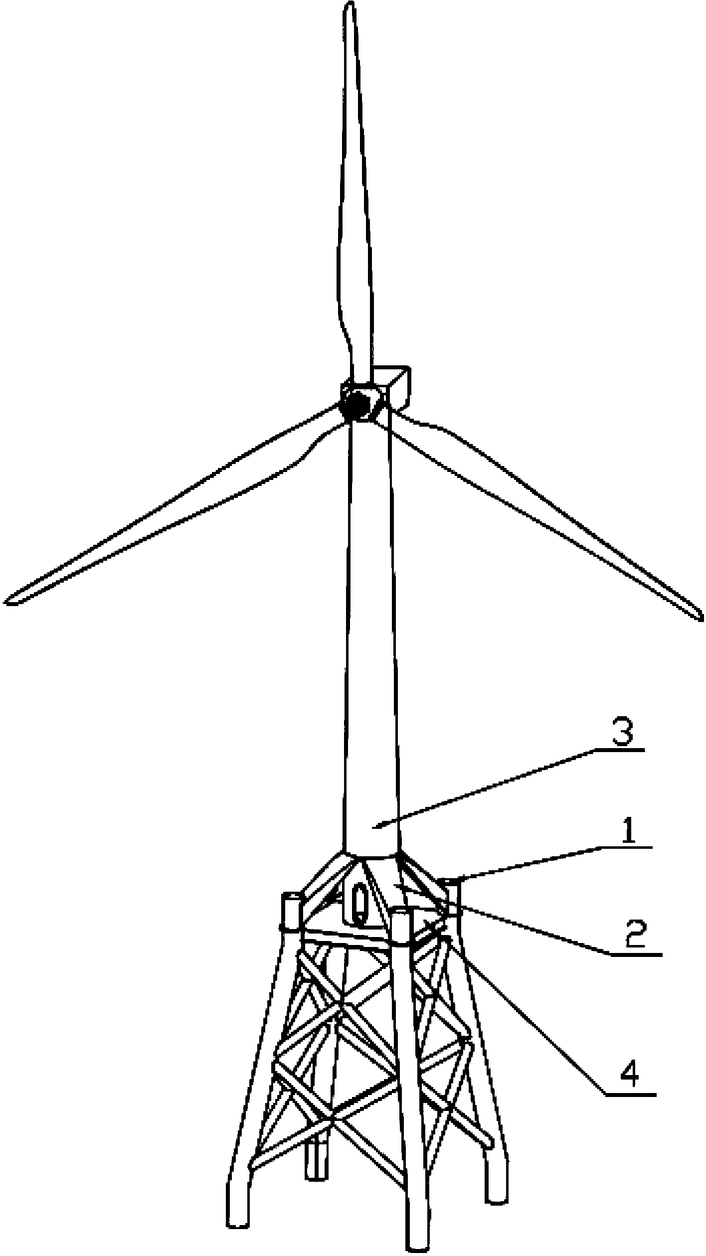 【一种风力发电机塔筒与导管架基础多边形斜撑连接】