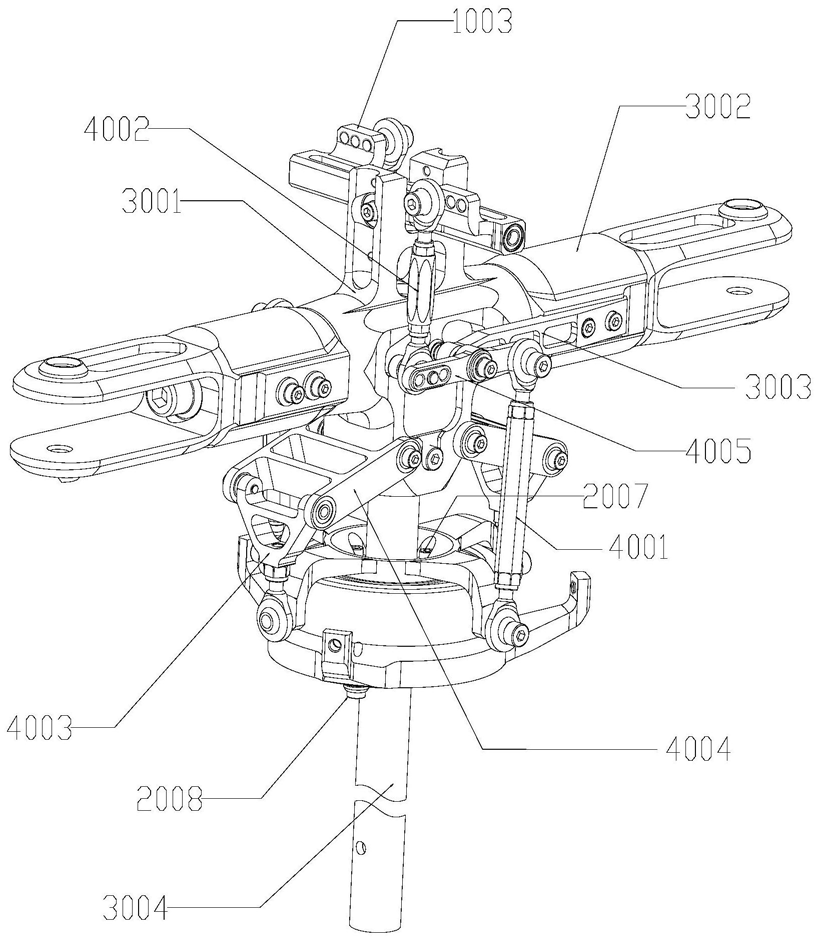 的农用无人直升机主旋翼系统具体实施例中旋转倾斜盘的剖面结构示意图