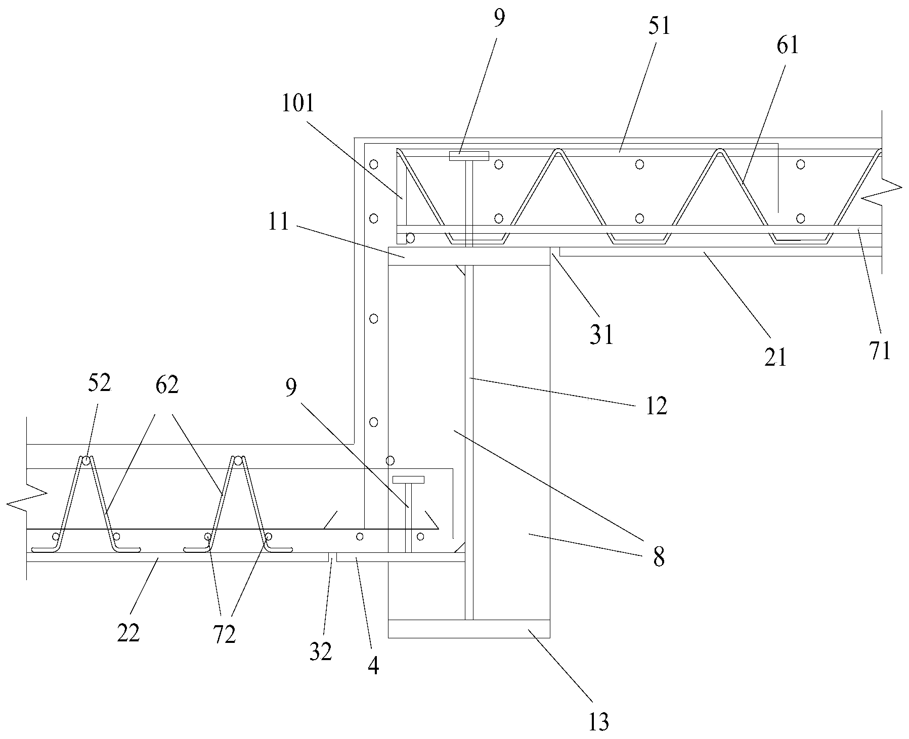 钢筋桁架楼承板的升降板节点结构的施工方法