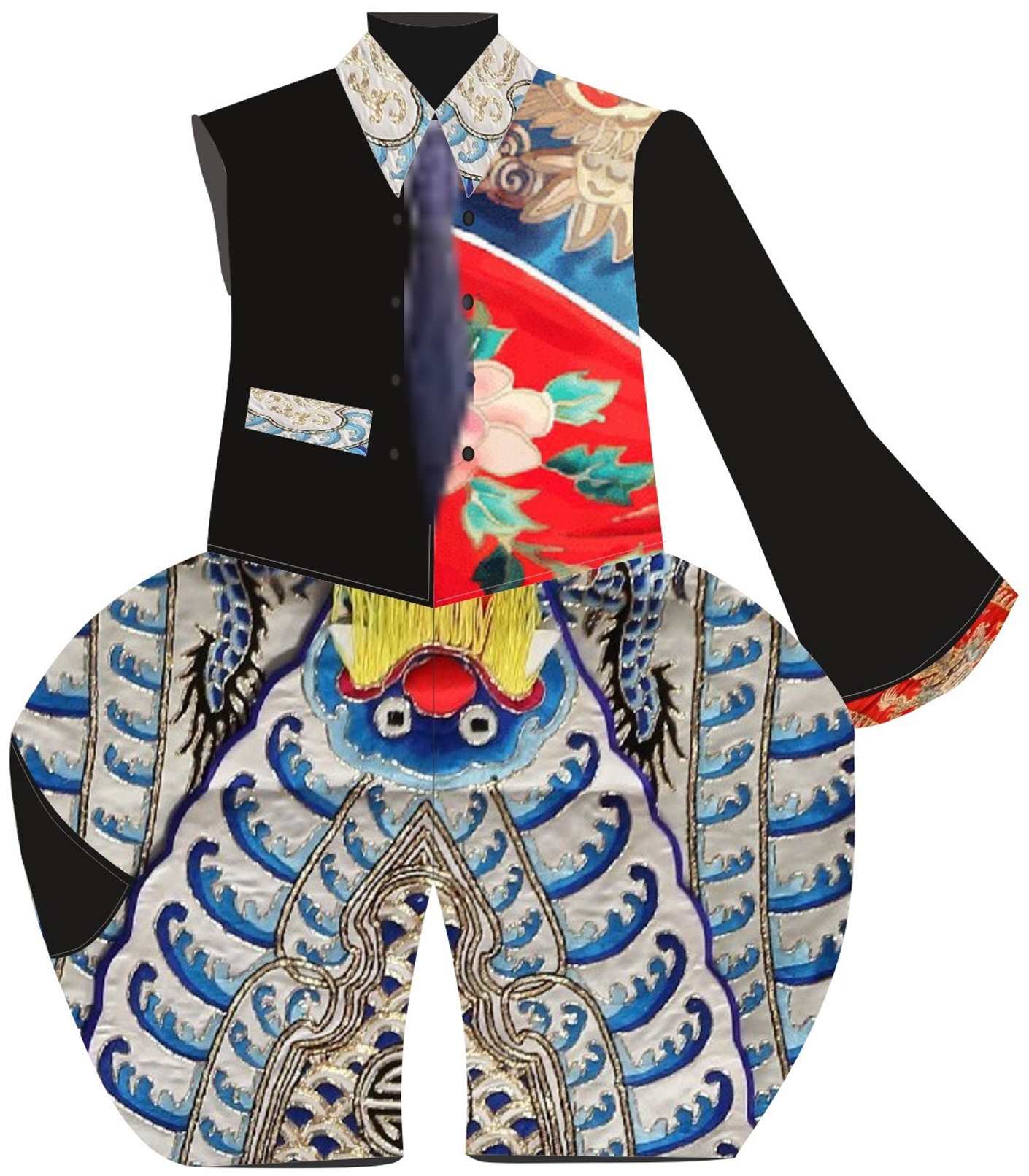服装京剧武生长巾龙纹元素