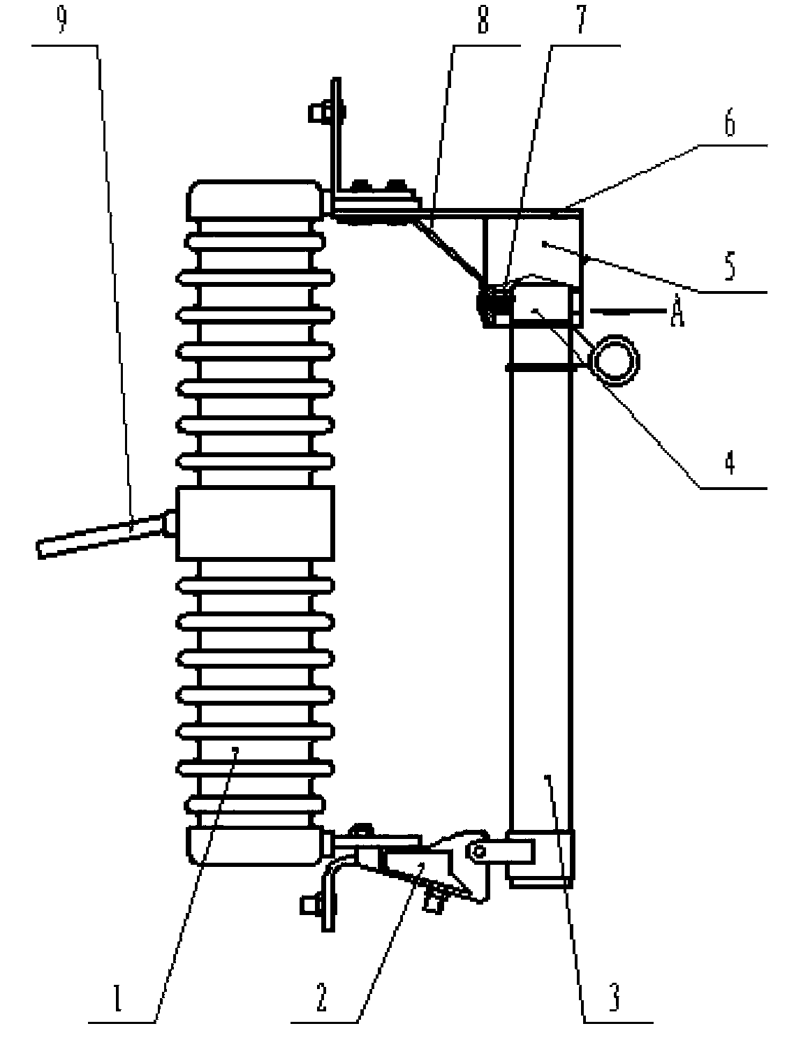 一种采用硅橡胶绝缘瓷瓶的灭弧型跌落式熔断器