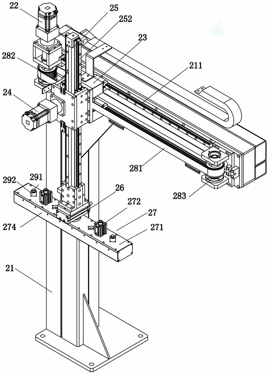 附图说明 [0014]图1是本发明整排吸料机械手的结构示意图.